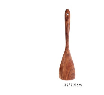 1-7Pcs Set Natural Wood Teak Tableware Spoon Colander Special Spoon Nano Soup Skimmer Wooden Cooking Spoon Kitchen Tool Kit