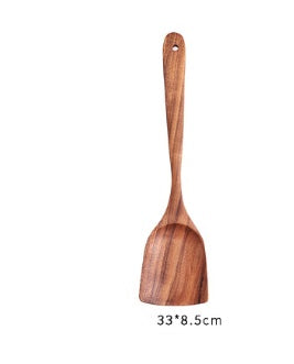 1-7Pcs Set Natural Wood Teak Tableware Spoon Colander Special Spoon Nano Soup Skimmer Wooden Cooking Spoon Kitchen Tool Kit