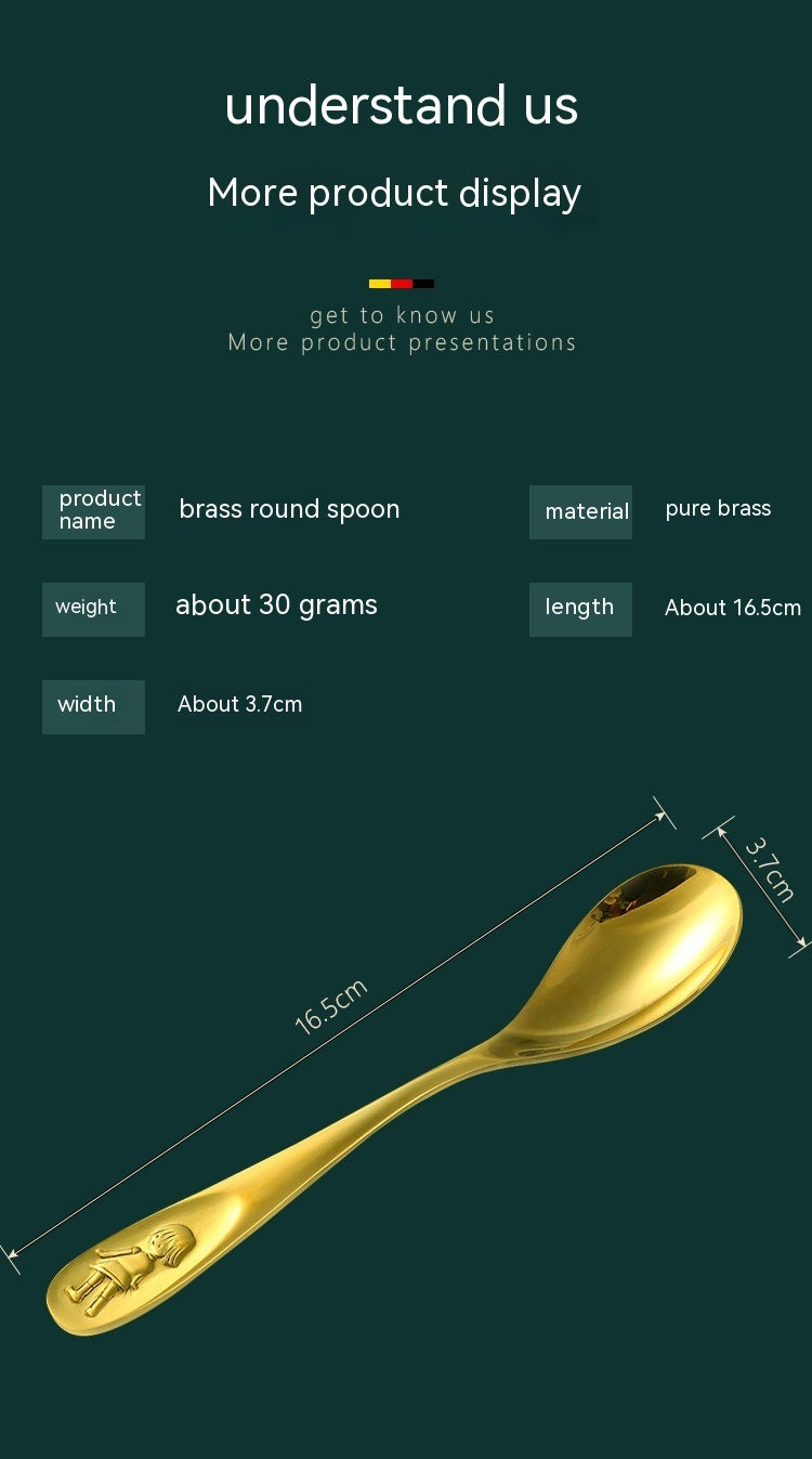 Pure Copper Spoon Brass Solid Thickening