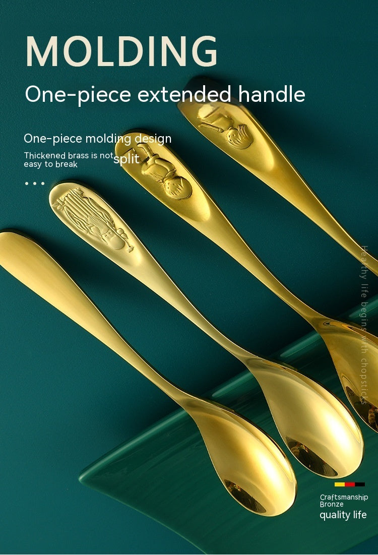 Pure Copper Spoon Brass Solid Thickening