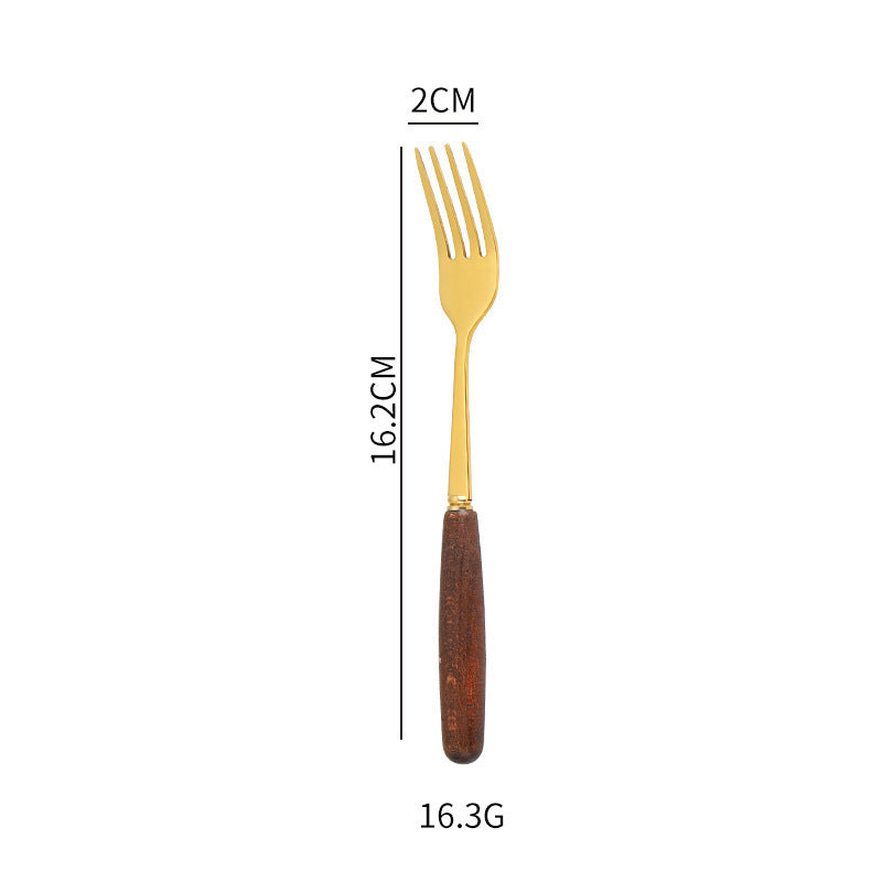 Creative Wood Grain Handle Simple Spoon Fork