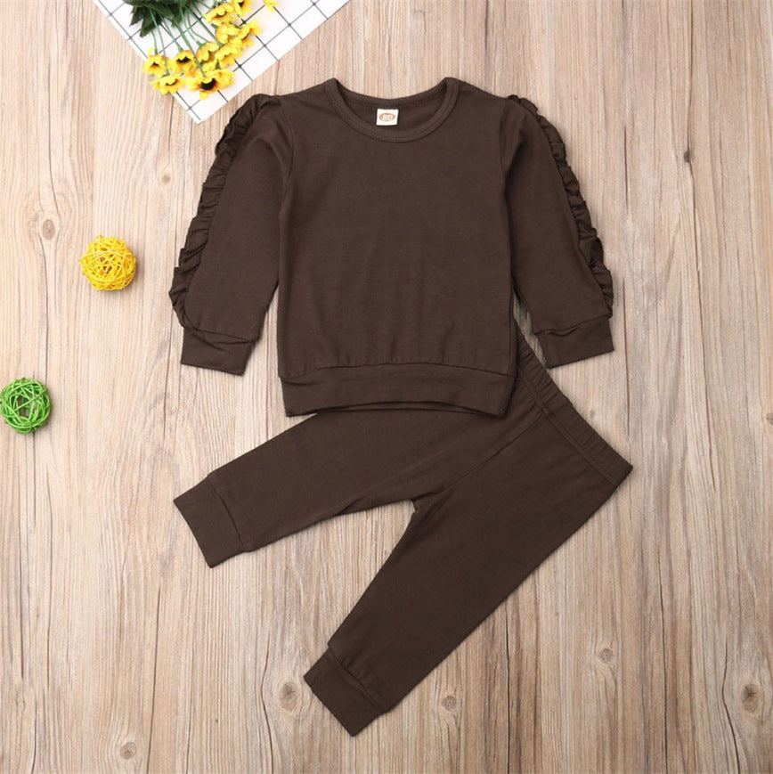 2Pcs Fall Ruffles Jumper Set