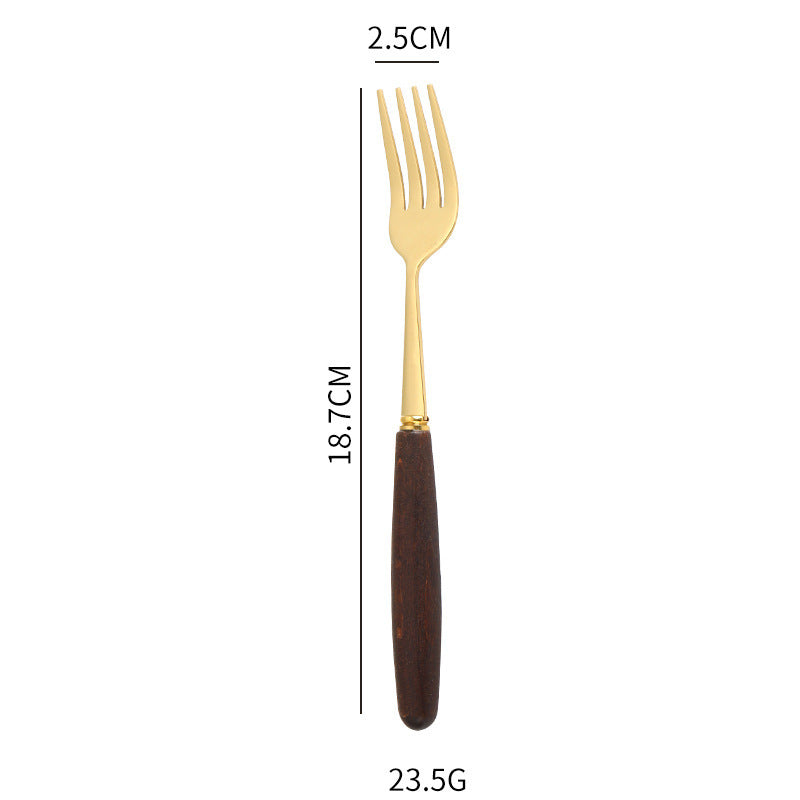Creative Wood Grain Handle Simple Spoon Fork