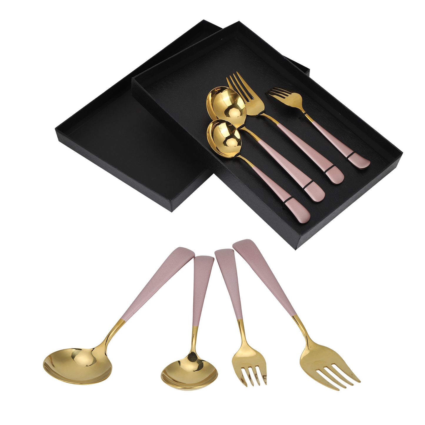 Stainless Steel Cutlery Set Dinner Spoons Fork Dinnerware Tableware Flatware Sets for PartiesPink Gold