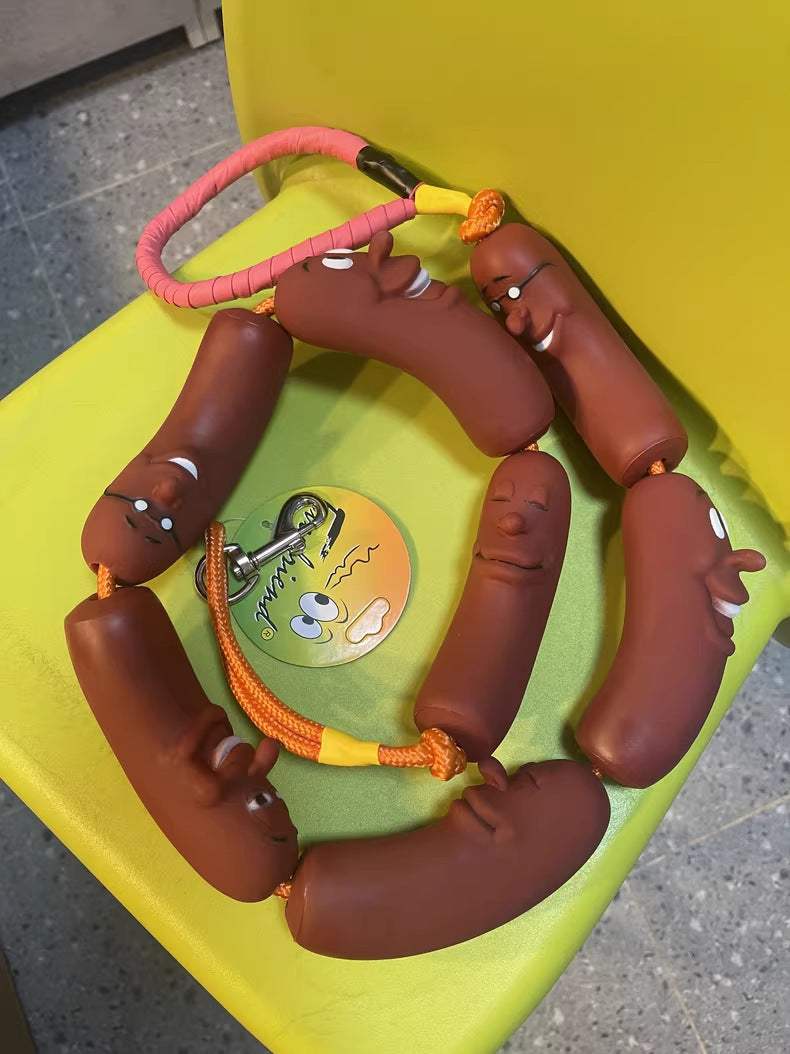 Dog Traction Chain Big Sausages Traction Rope Thick Funny Pet Traction Belt For Small Medium Pet Accessories Dog Leads String