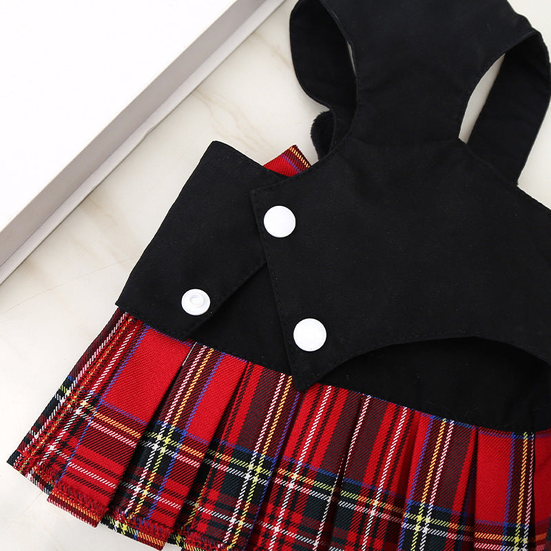 Dog Skirt Cat JK Grid Chest Strap Hand Holding Rope