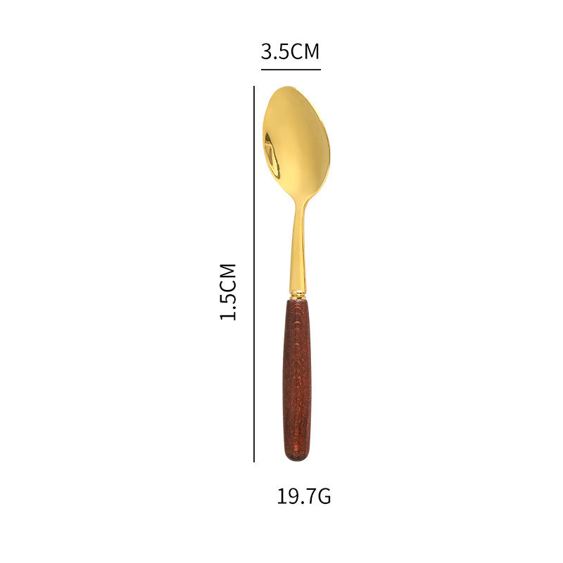 Creative Wood Grain Handle Simple Spoon Fork