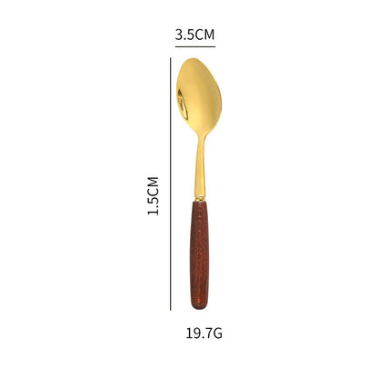 Creative Wood Grain Handle Simple Spoon Fork