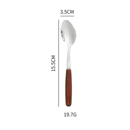 Creative Wood Grain Handle Simple Spoon Fork