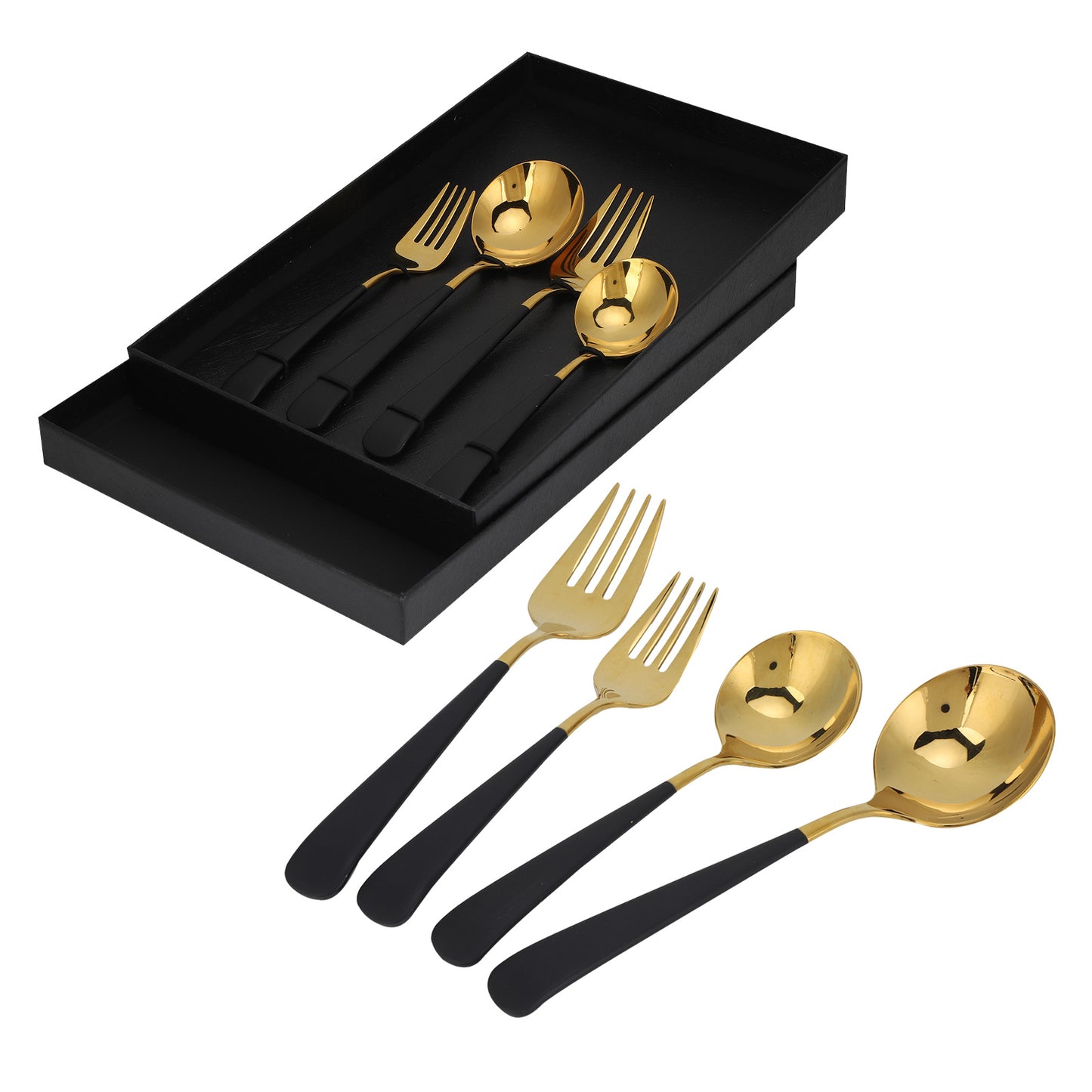 Stainless Steel Cutlery Set Dinner Spoons Fork Dinnerware Tableware Flatware Sets for PartiesBlack Gold