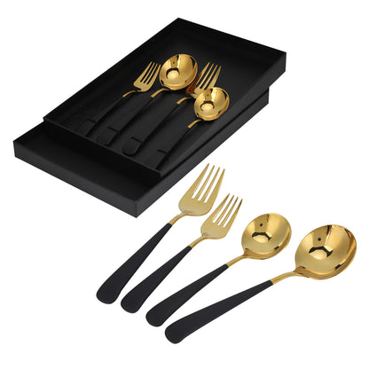 Stainless Steel Cutlery Set Dinner Spoons Fork Dinnerware Tableware Flatware Sets for PartiesBlack Gold