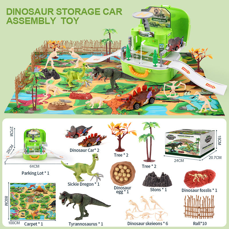 Assembled Dinosaur Car Simulation Tyrannosaurus Model With Map Scene Set