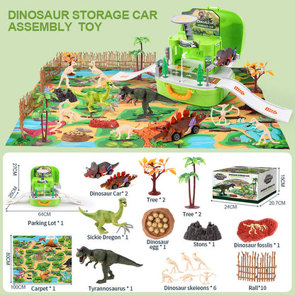 Assembled Dinosaur Car Simulation Tyrannosaurus Model With Map Scene Set