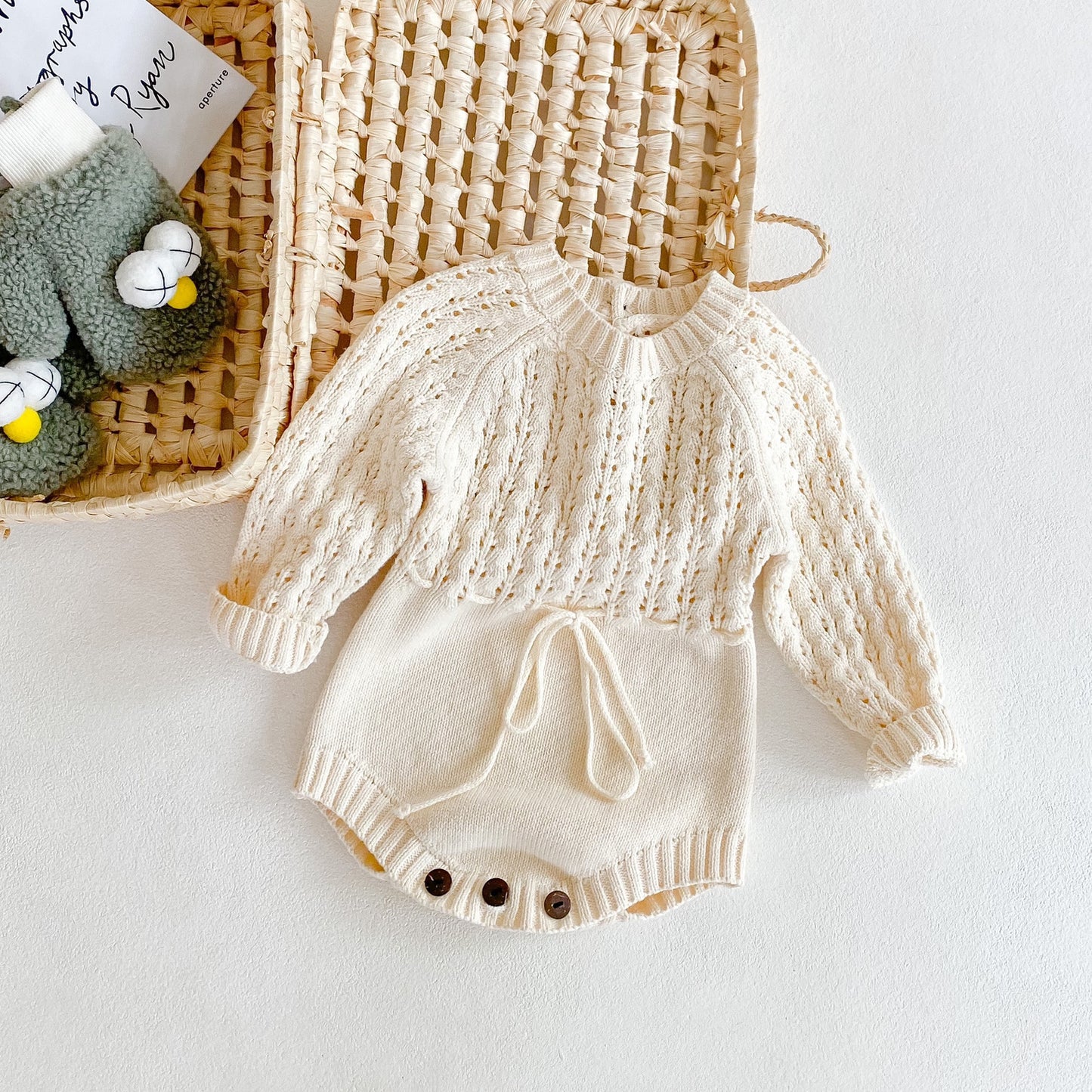 Knitted Hollow Waist Girdle Long Sleeve Harpy Dress