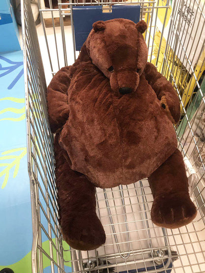 Bear Plush Toy Baby Sleeps With Soothing Doll Photo Background