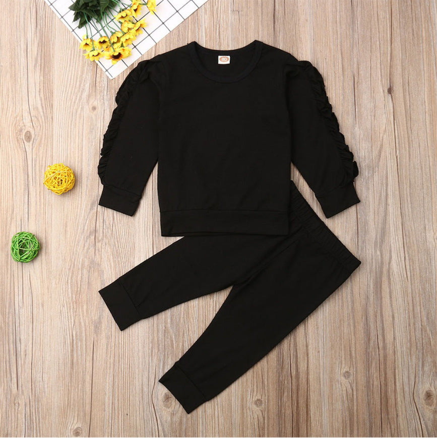 2Pcs Fall Ruffles Jumper Set