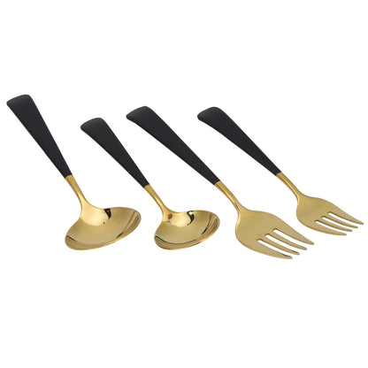 Stainless Steel Cutlery Set Dinner Spoons Fork Dinnerware Tableware Flatware Sets for PartiesBlack Gold