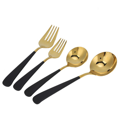 Stainless Steel Cutlery Set Dinner Spoons Fork Dinnerware Tableware Flatware Sets for PartiesBlack Gold