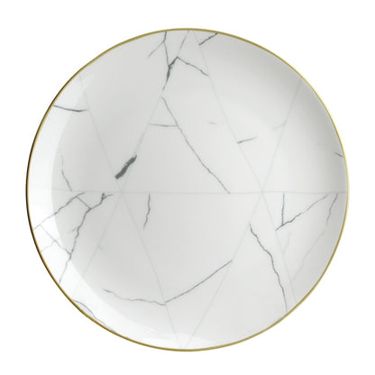 Nordic Minimalist Gold Edge Bone China Dinner Plate White Marble Pattern