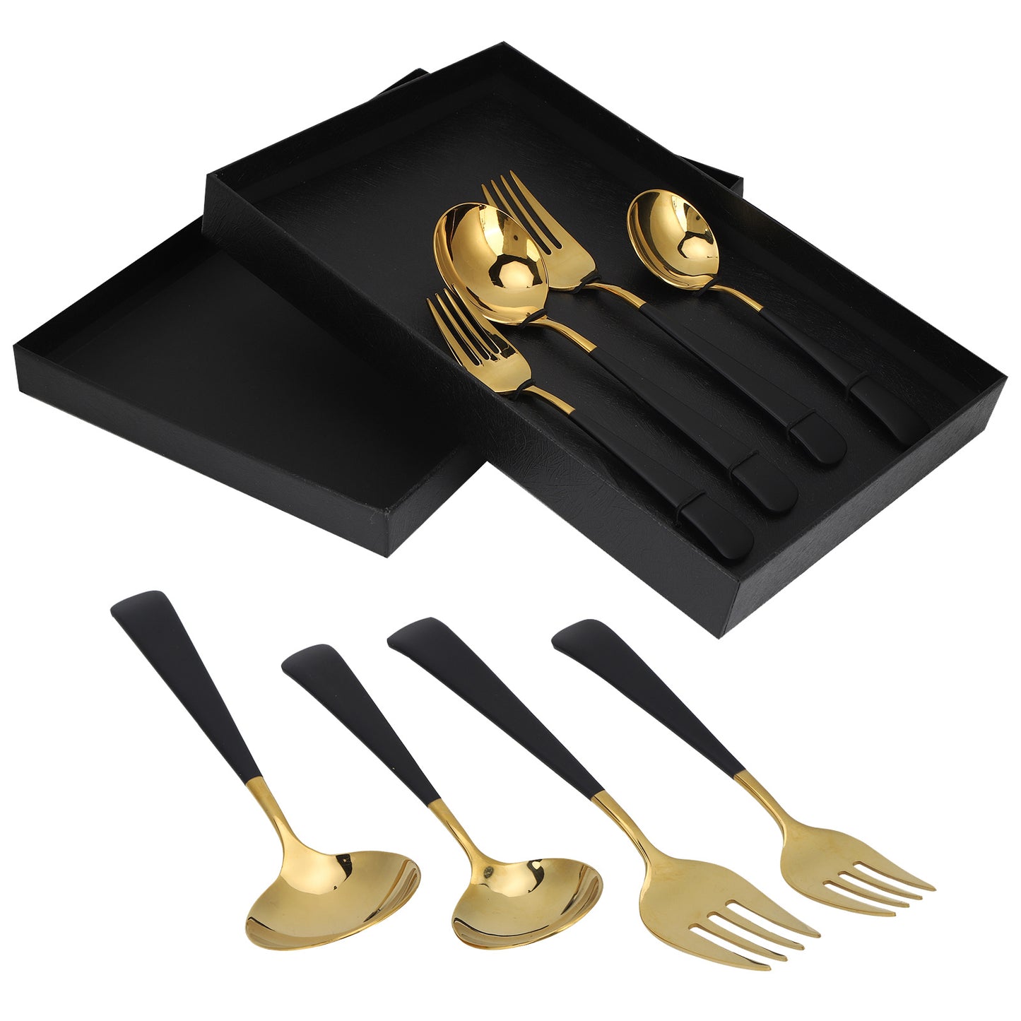 Stainless Steel Cutlery Set Dinner Spoons Fork Dinnerware Tableware Flatware Sets for PartiesBlack Gold