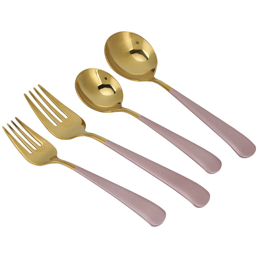 Stainless Steel Cutlery Set Dinner Spoons Fork Dinnerware Tableware Flatware Sets for PartiesPink Gold