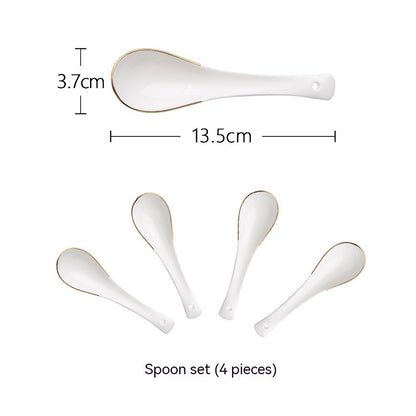 Golden Trim Bone China Western Cuisine Plate Household Dinner Plate Plate Dish Dishware Suit Combination Plate