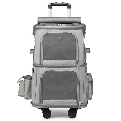 Cat Bag Pet Trolley Case Large Capacity Double Layer