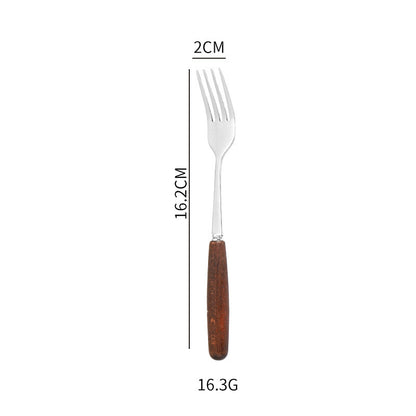Creative Wood Grain Handle Simple Spoon Fork
