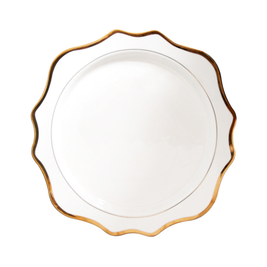 Household White Gold Sunflower Dinner Plate