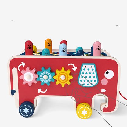 Montessori Wooden Pounding Bench Animal Bus