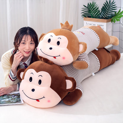 Lying Down Soft Down Cotton Striped Monkey Doll