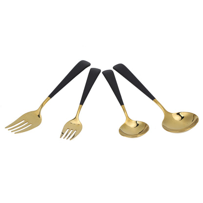 Stainless Steel Cutlery Set Dinner Spoons Fork Dinnerware Tableware Flatware Sets for PartiesBlack Gold