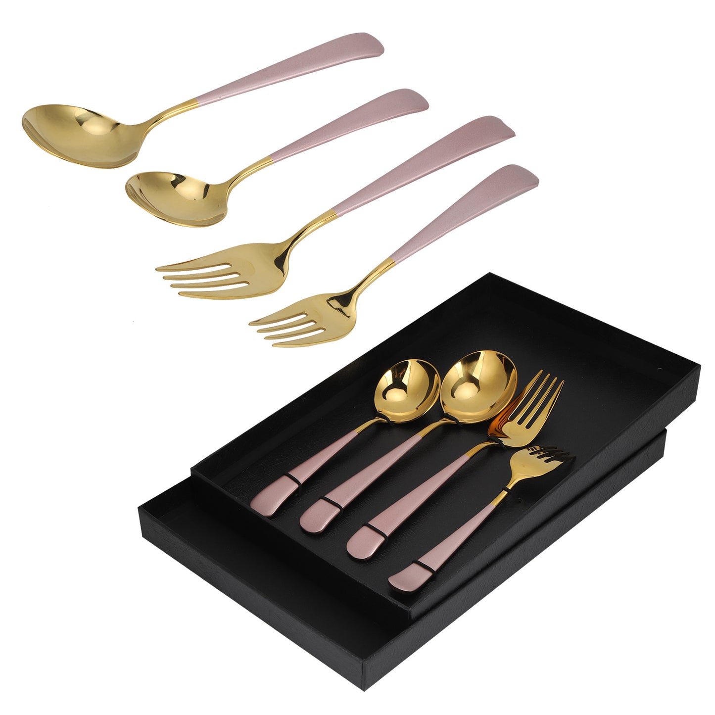 Stainless Steel Cutlery Set Dinner Spoons Fork Dinnerware Tableware Flatware Sets for PartiesPink Gold