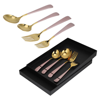 Stainless Steel Cutlery Set Dinner Spoons Fork Dinnerware Tableware Flatware Sets for PartiesPink Gold