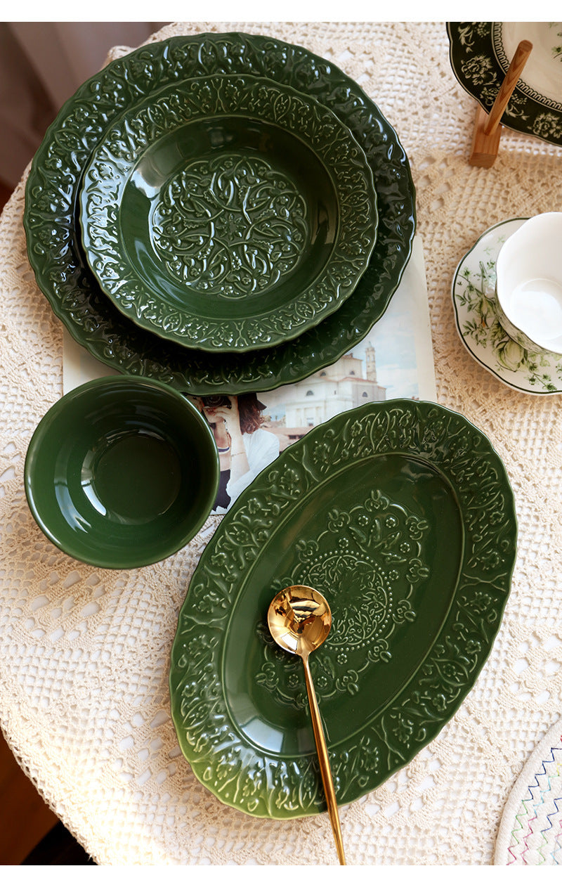 French Court Classical Retro Garden European Ceramic Dinner Plate