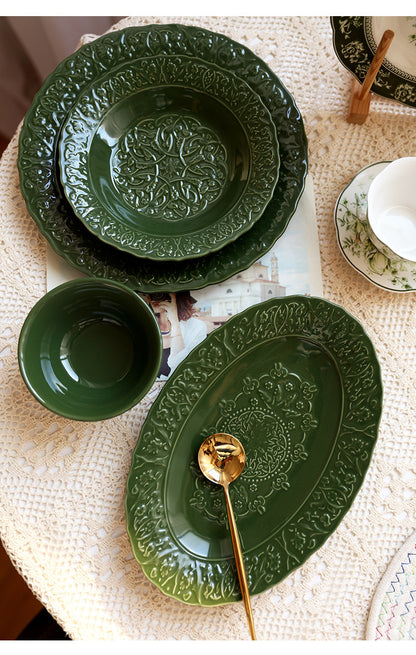 French Court Classical Retro Garden European Ceramic Dinner Plate