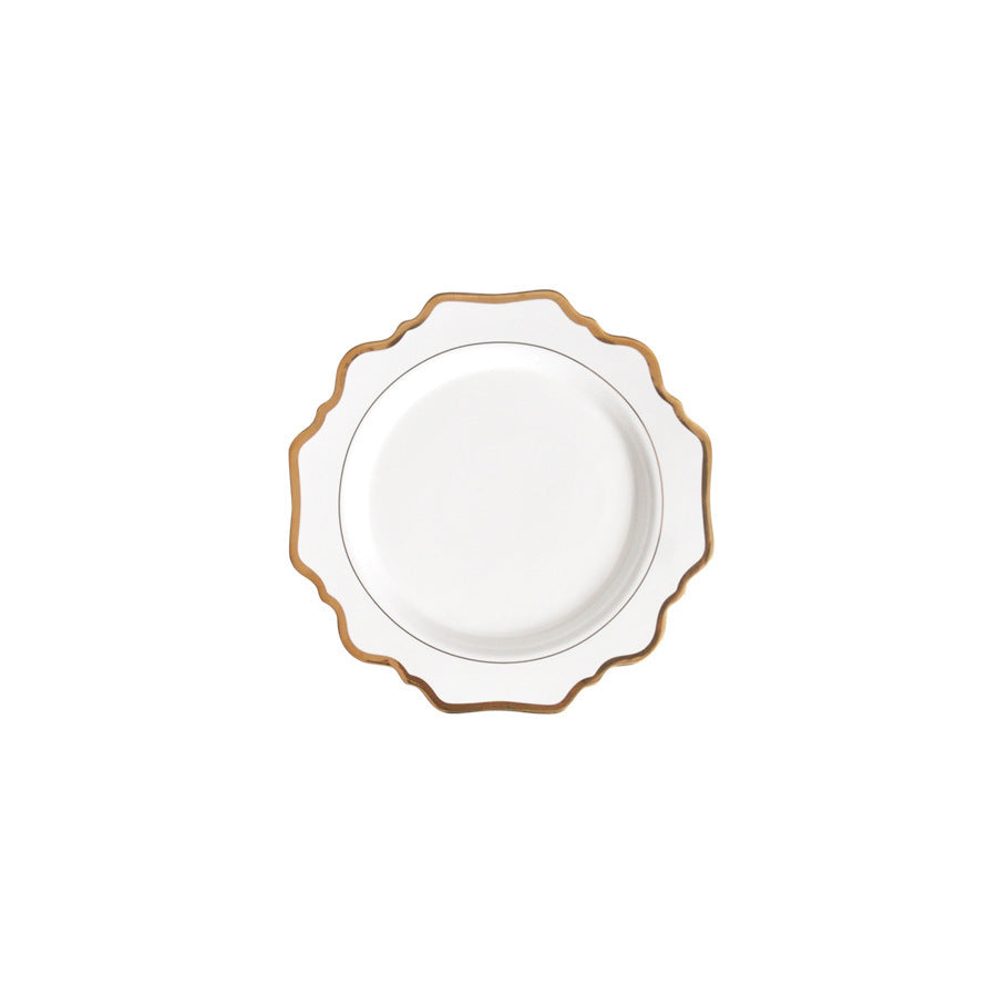 Household White Gold Sunflower Dinner Plate