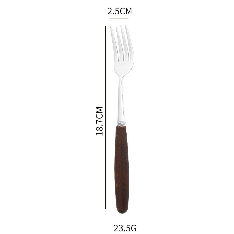Creative Wood Grain Handle Simple Spoon Fork