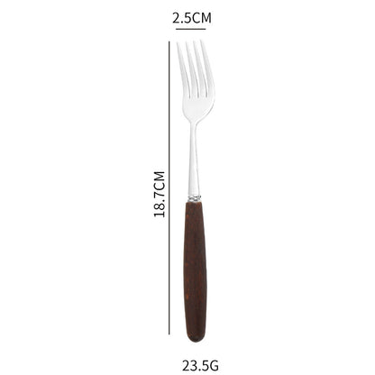 Creative Wood Grain Handle Simple Spoon Fork