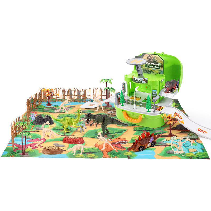 Assembled Dinosaur Car Simulation Tyrannosaurus Model With Map Scene Set