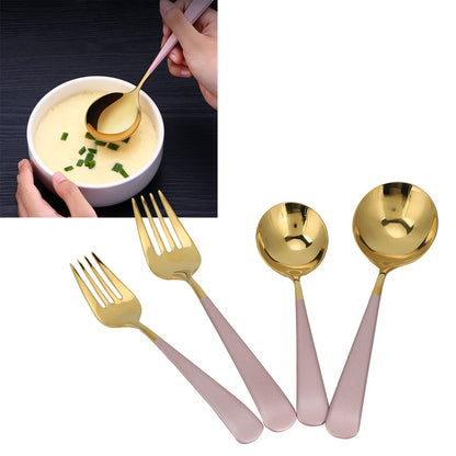 Stainless Steel Cutlery Set Dinner Spoons Fork Dinnerware Tableware Flatware Sets for PartiesPink Gold