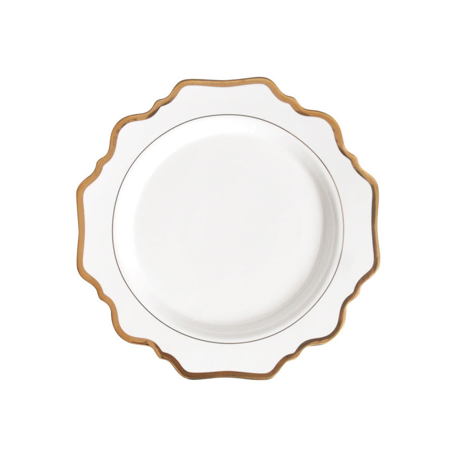Household White Gold Sunflower Dinner Plate