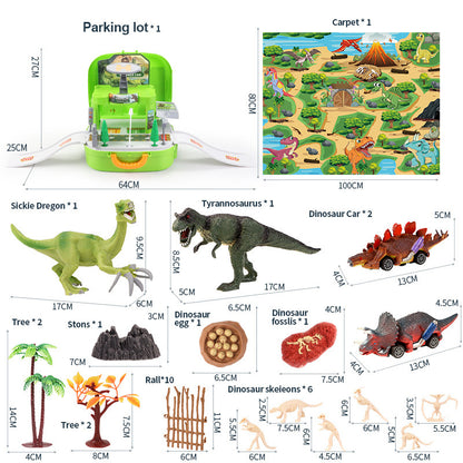 Assembled Dinosaur Car Simulation Tyrannosaurus Model With Map Scene Set