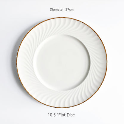 Golden Trim Bone China Western Cuisine Plate Household Dinner Plate Plate Dish Dishware Suit Combination Plate
