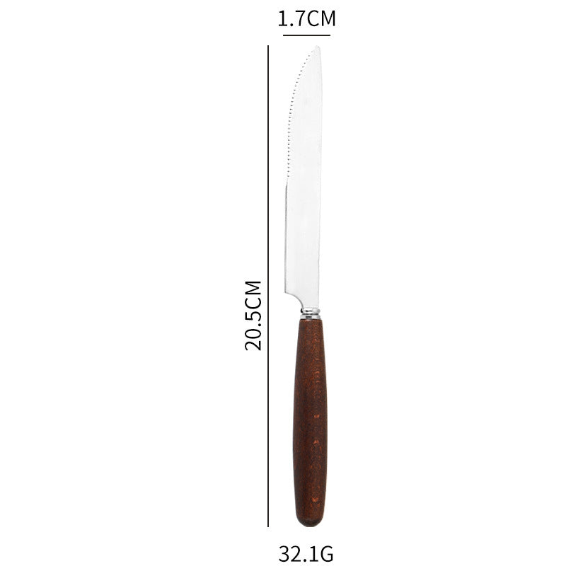 Creative Wood Grain Handle Simple Spoon Fork