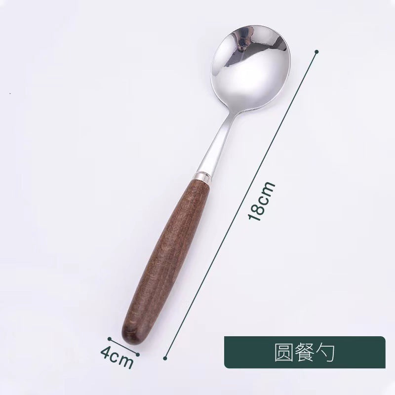 Creative Wood Grain Handle Simple Spoon Fork