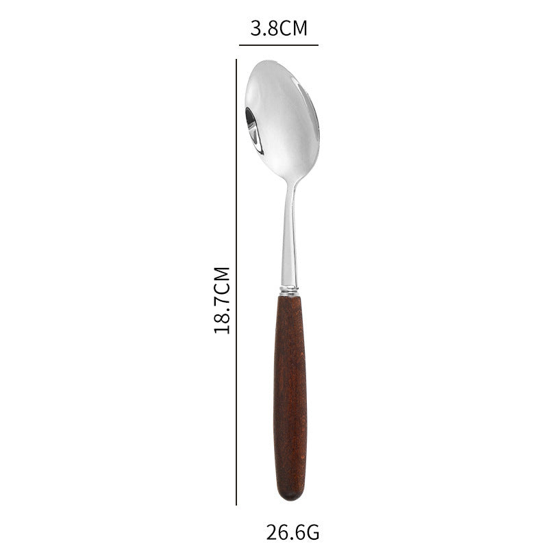 Creative Wood Grain Handle Simple Spoon Fork