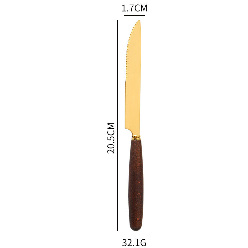 Creative Wood Grain Handle Simple Spoon Fork