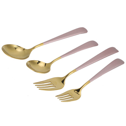 Stainless Steel Cutlery Set Dinner Spoons Fork Dinnerware Tableware Flatware Sets for PartiesPink Gold