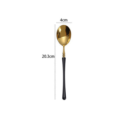 Stainless Steel 304 Knife, Fork And Spoon Tableware Black Gold